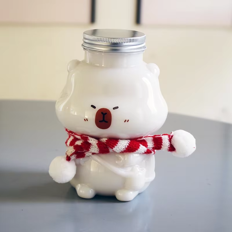 Detachable PVC manufactured Capybara PVC Water Bottle Cartoon Kids Cup Transparent 600ML Double Drinking Cup Tea TPR