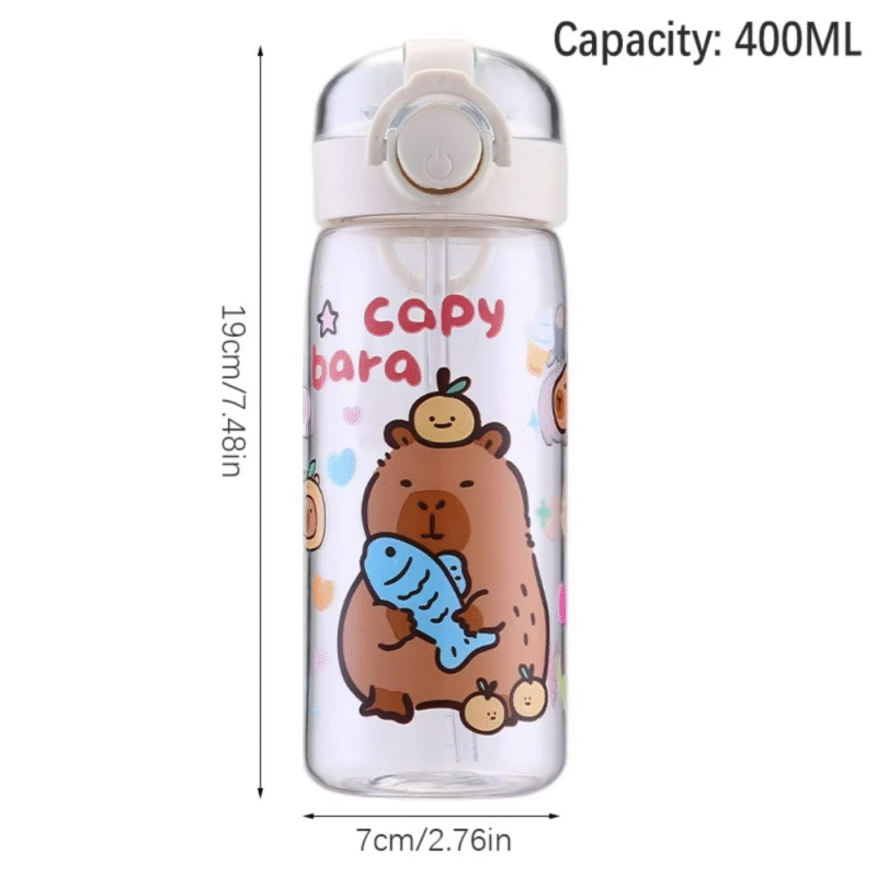 Our lightweight and portable Children’s Water Cup are Cartoon 400mL Capybara Straw Water Bottles, great for juice, tea and even for a warm coffee alternative - Image 5
