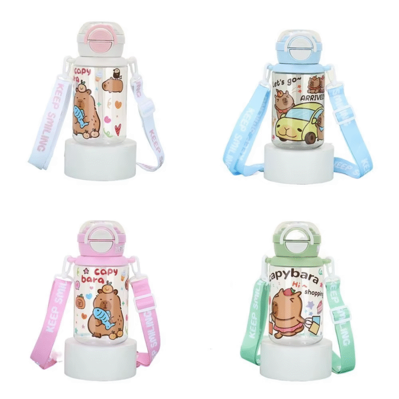 Novelty Light Blue Plastic Bottles with Cartoon Capybara Design, 500ml Cartoon - Image 3