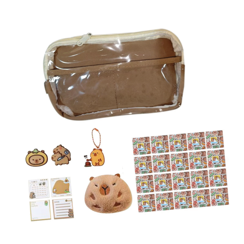 For children, teenagers, and younger students, the fun design and large size of the Capybara Stationery Organizer Bag with Pencil Case will make completing school - Image 3