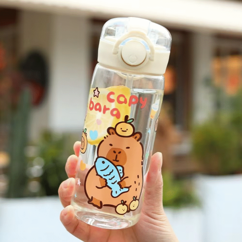Our lightweight and portable Children’s Water Cup are Cartoon 400mL Capybara Straw Water Bottles, great for juice, tea and even for a warm coffee alternative - Image 6