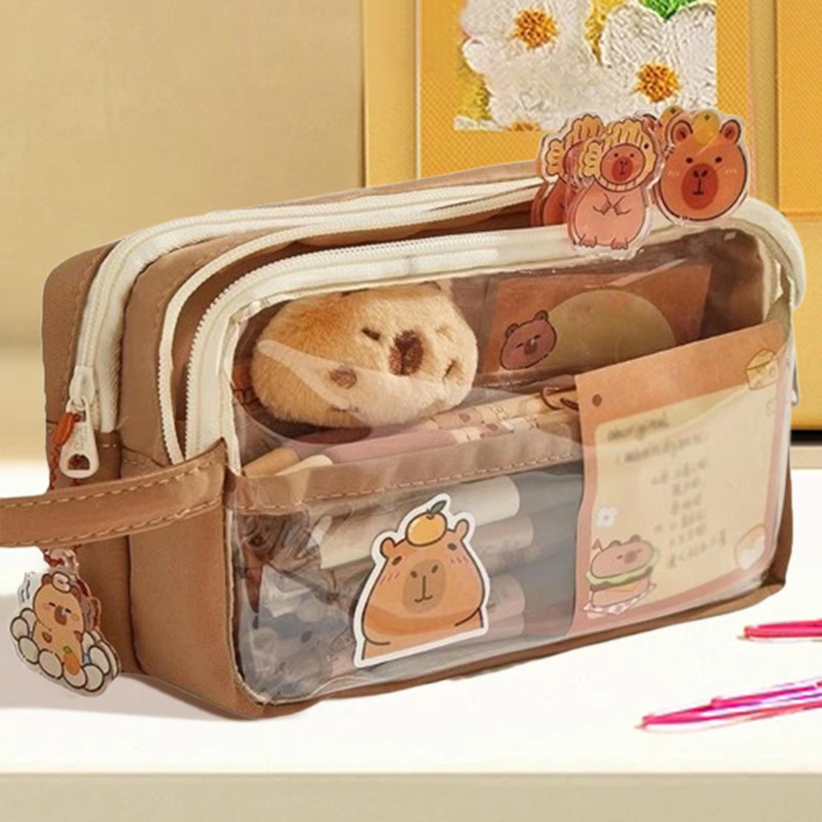 For children, teenagers, and younger students, the fun design and large size of the Capybara Stationery Organizer Bag with Pencil Case will make completing school
