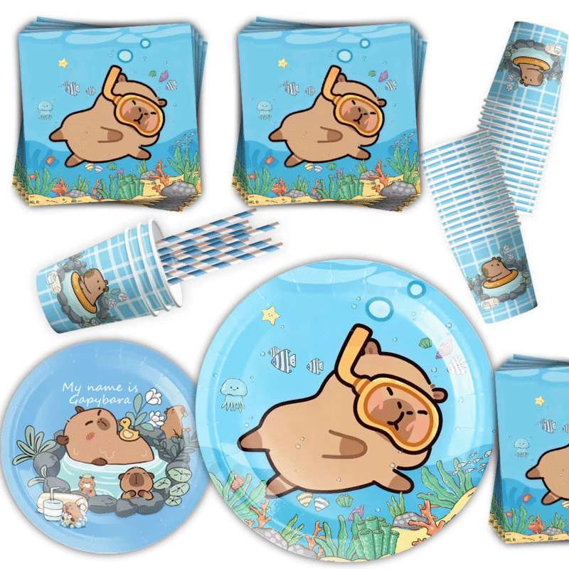 Decoration for a Capybara Party Toy Balloons for Kapibara Happy Birthday, Baby Shower Supplies, and Cup, Tableware Disposables and Plates - Image 6