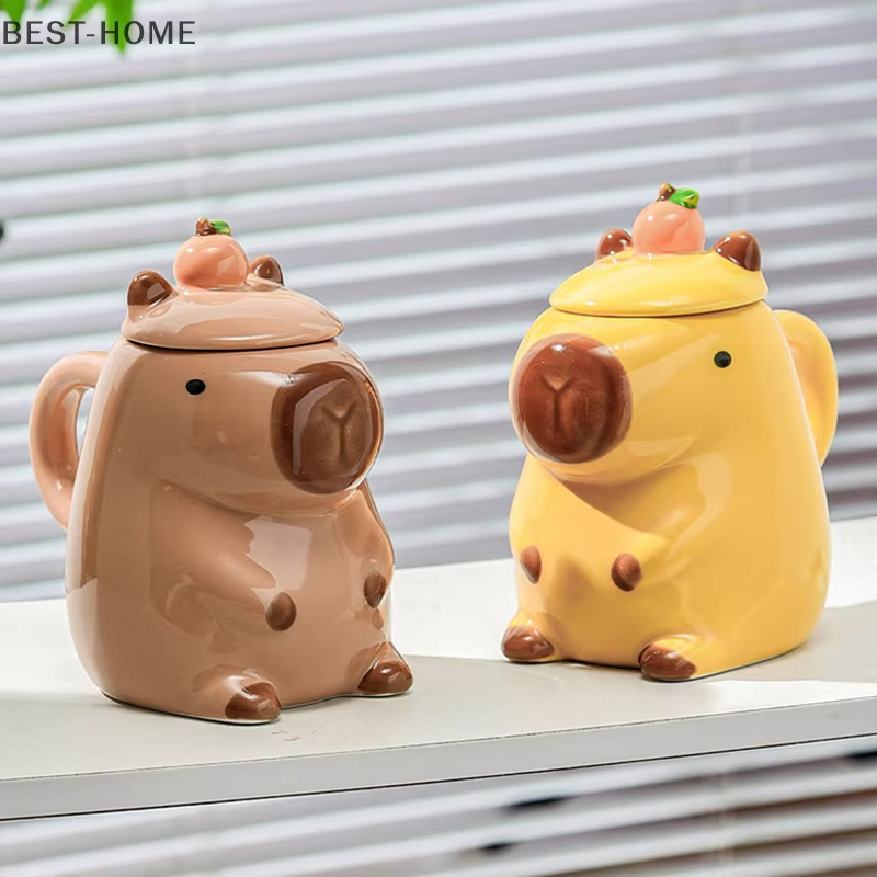 Funny Gifts for Women: Cartoon Capybara Couple 3D Ceramic Coffee Mug