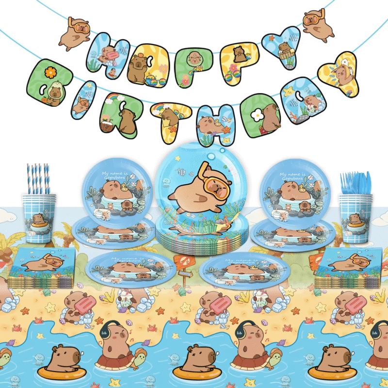Decoration for a Capybara Party Toy Balloons for Kapibara Happy Birthday, Baby Shower Supplies, and Cup, Tableware Disposables and Plates - Image 3