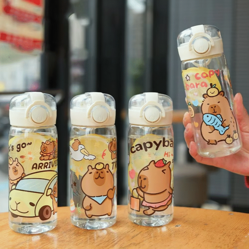 Our lightweight and portable Children’s Water Cup are Cartoon 400mL Capybara Straw Water Bottles, great for juice, tea and even for a warm coffee alternative - Image 3