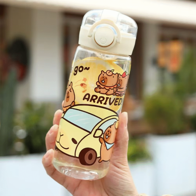 Our lightweight and portable Children’s Water Cup are Cartoon 400mL Capybara Straw Water Bottles, great for juice, tea and even for a warm coffee alternative - Image 2