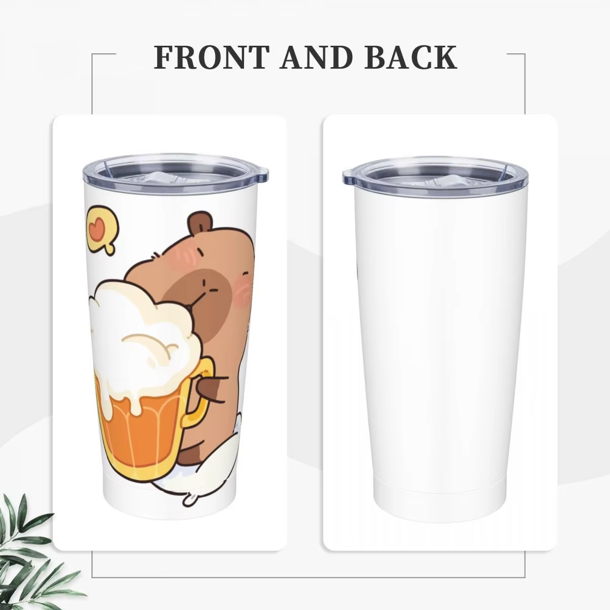 Stainless Steel Double Wall Thermos Bottle Cups With Lid Cartoon Adorable Capybara Insulated Tumbler - Image 3