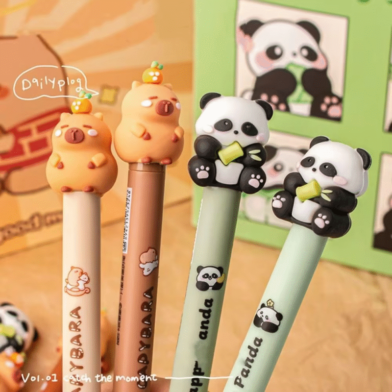Exquisite assortment of Four Capybara Gel Pens with a Pretty Box, a Press Gel Pen with a Cute Capyara Doll and a Panda Neutral Writing Pen, 0.5mm School Office. - Image 5