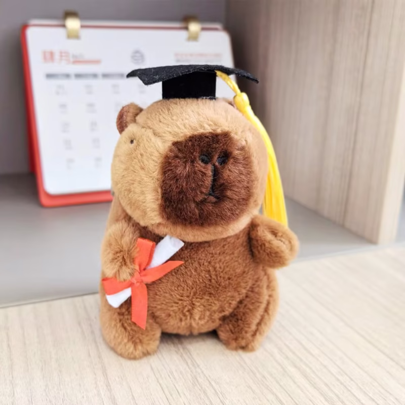 Kapibala Capybara Keychain Doll with Pink Car Backpack Pendant Bag, Plush Keychain, 10–13 cm