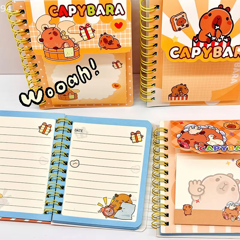 Adorable Sticky Note Notebook Mini Pocket Book Diary Sketchbook with Cartoon Capybara A7 Coil Stationery for Students and Office Supplies - Image 6