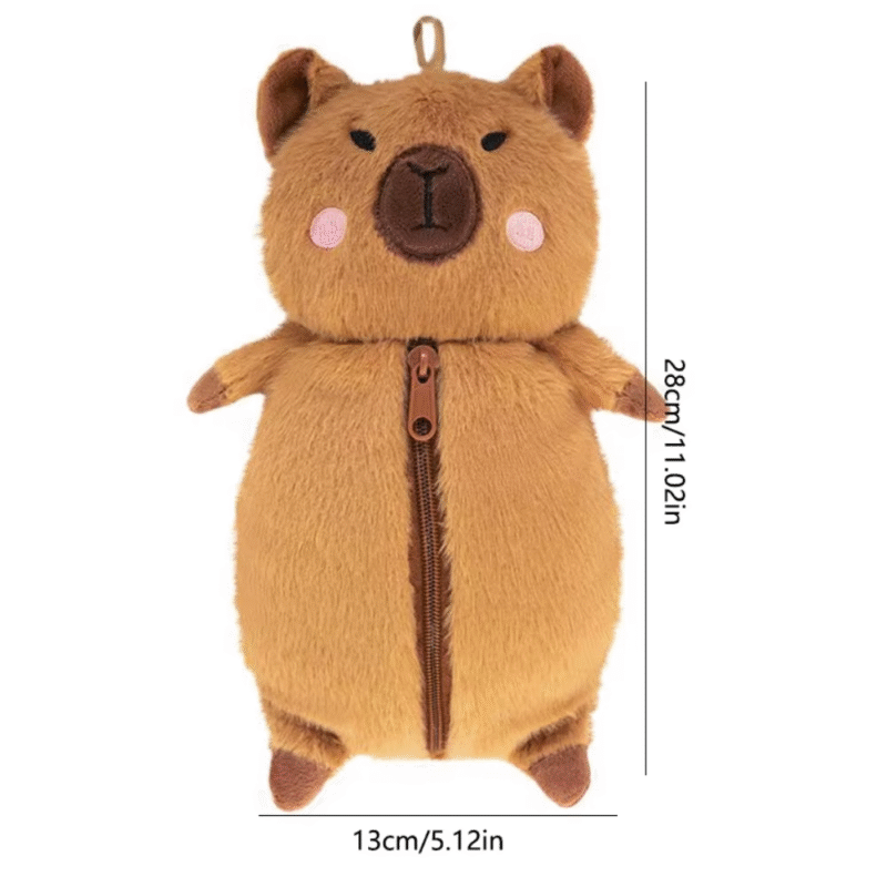 Portable Kitty Stationery Bag with a Cartoon Panda Pencil Case and a Cat Plush Capyara Pen Bag - Image 5