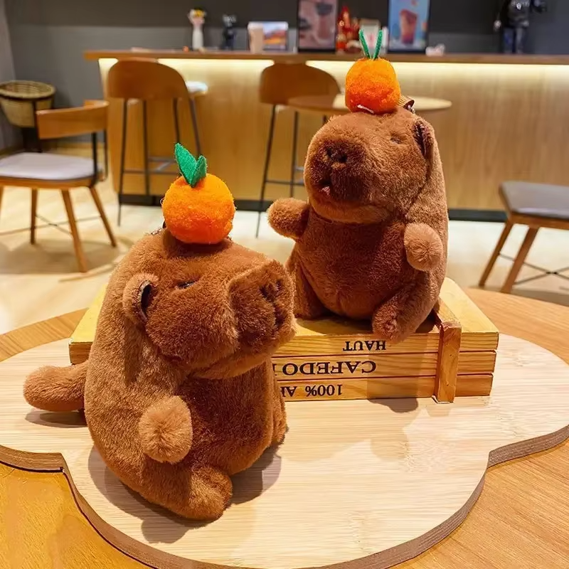 These Cute Plush Dolls Come In Sets Of 1 To 20 Pieces Schoolbag Pendants Gift Pendants And Persimmon Wagging Tail Capybara Key Pendants.