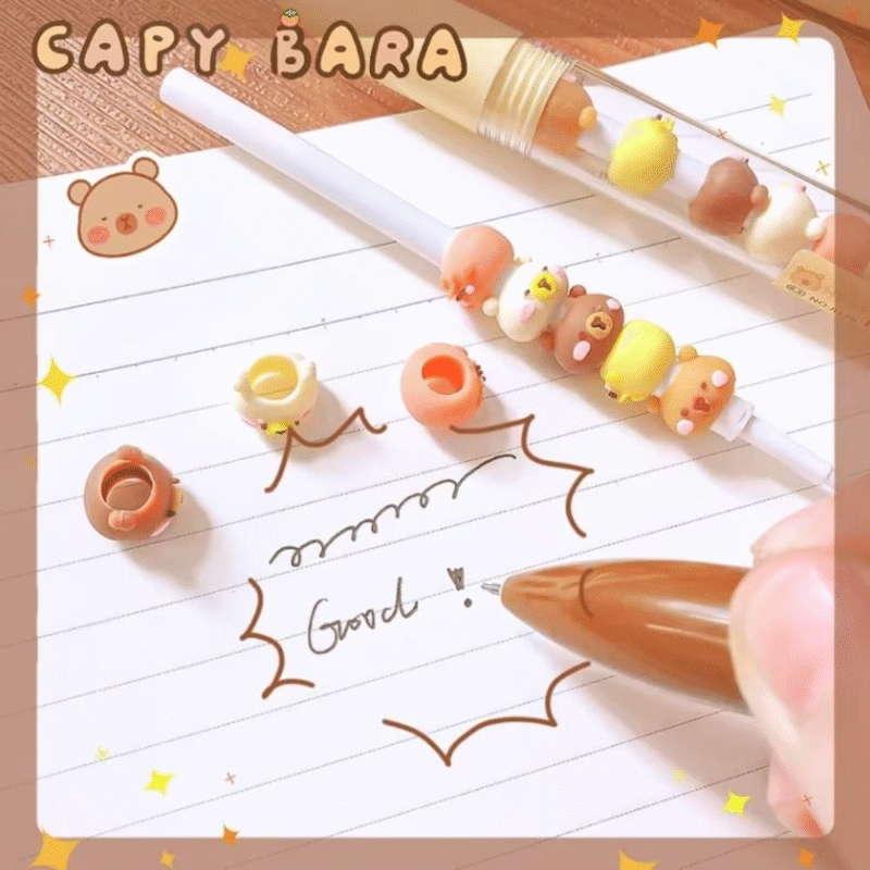 Innovative Capybara Gel Pen Writing Writing Pen with Beautiful Beads, Kawaii Black Ink, 0.5mm Gel Pen School