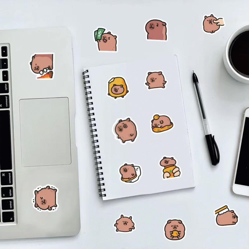 Beautiful Capybara Adorable Capybara Stickers Funny Kawaii Original Capybara Stickers Fashion Cartoon Capybara Stickers Easy Do-It-Yourself