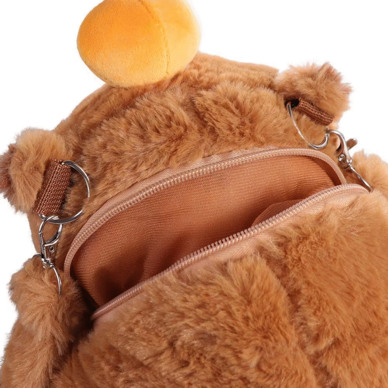 Large Capacity Cotton Plush Capybara Capybara Plush Backpack with Animal Cartoon Capybara Crossbody Bag - Image 4