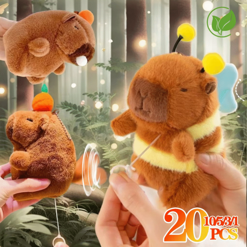 These Cute Plush Dolls Come In Sets Of 1 To 20 Pieces Schoolbag Pendants Gift Pendants And Persimmon Wagging Tail Capybara Key Pendants. - Image 4