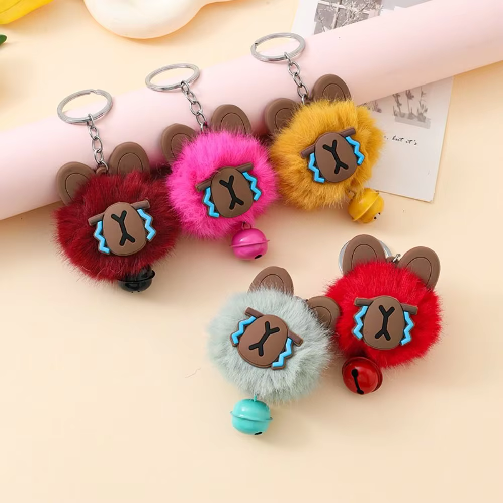 Sweet Fluffy Capybara Pendant Jewelry Gifts: Adorable Rabbit Fur Capybara Fur Keychain Dog Panda Bunny Key RingAlloy Ring