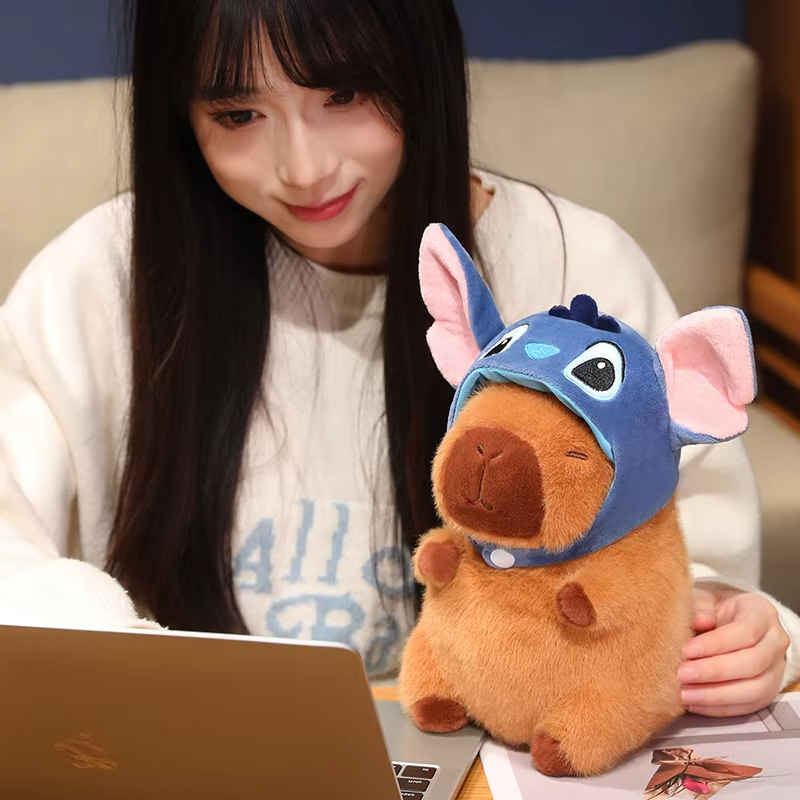 Life is filled with smiles that just a little more capybara will enhance, and it's precisely what the capybara doll backpack pendant with a Kuromi stitched Pikachu hat offers