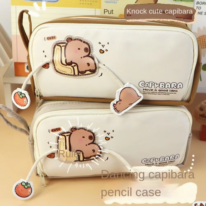 The Children’s large-capacity Capybara Pencil Case with Multipurpose zipper Capybara Pen Pouch Kawaii Storage box will make the organization of school supplies cute and fun