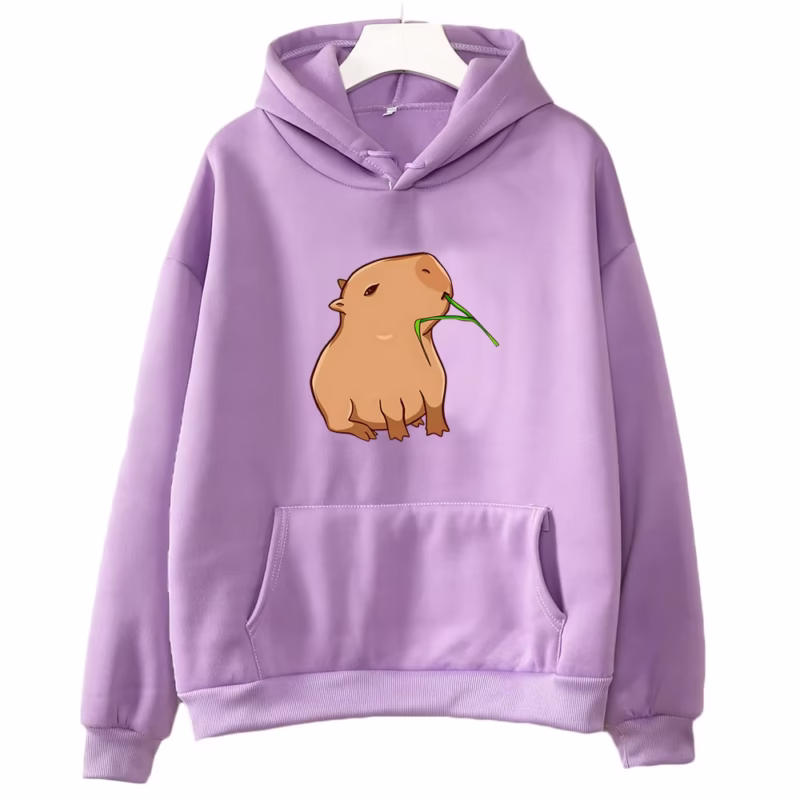 Funny Men’s and Women’s Capybara Print Hoodie Girls’ Unisex Fashion Harajuku Graphic Hooded Pullovers with Kawaii Cartoon Tops Sweatshirt. - Image 4