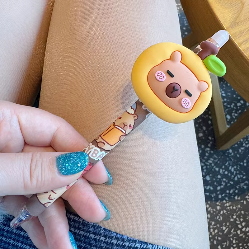 Five Cartoon Adorable Capybara Gel Pen Ballpoint Writing Instruments for School Writing Exams for Boys and Girls as Children’s Day Present - Image 2