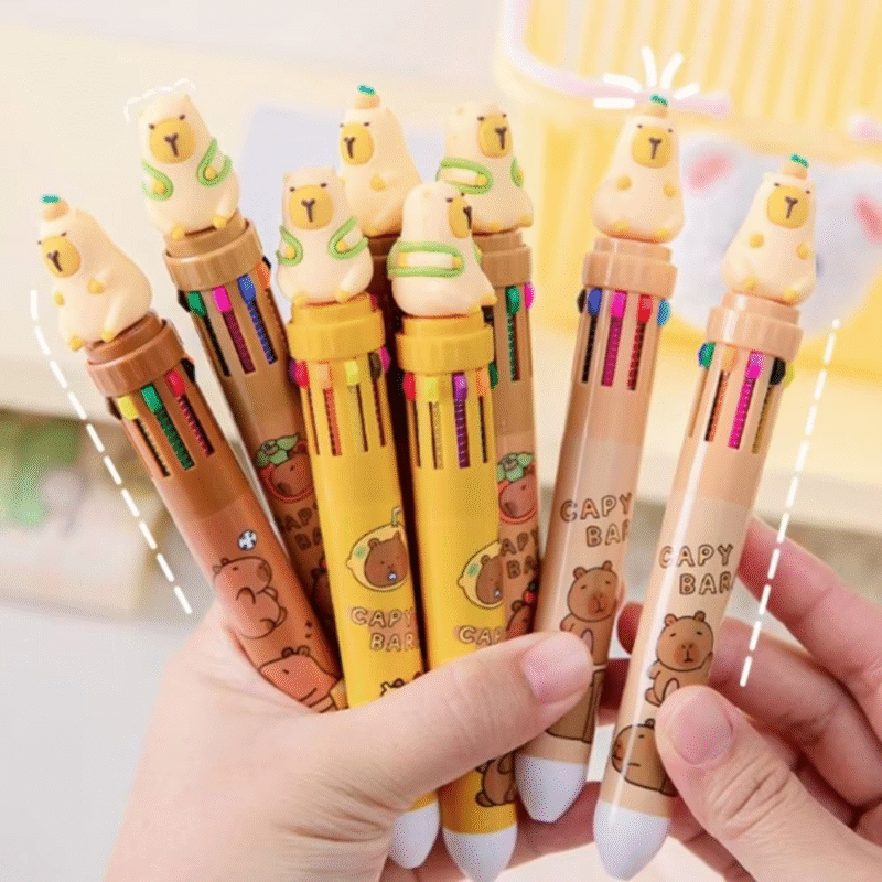 Ten Colors of Neutral Gel Pen Quick Dry Student Capybara Ballpoint Pen 0.5mm Cartoon Multicolored Ink Gel Pens Long-Lasting
