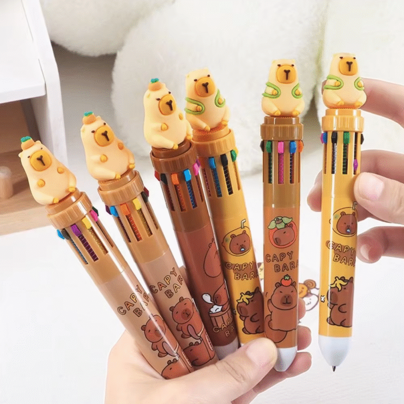 Ten Colors of Neutral Gel Pen Quick Dry Student Capybara Ballpoint Pen 0.5mm Cartoon Multicolored Ink Gel Pens Long-Lasting - Image 3