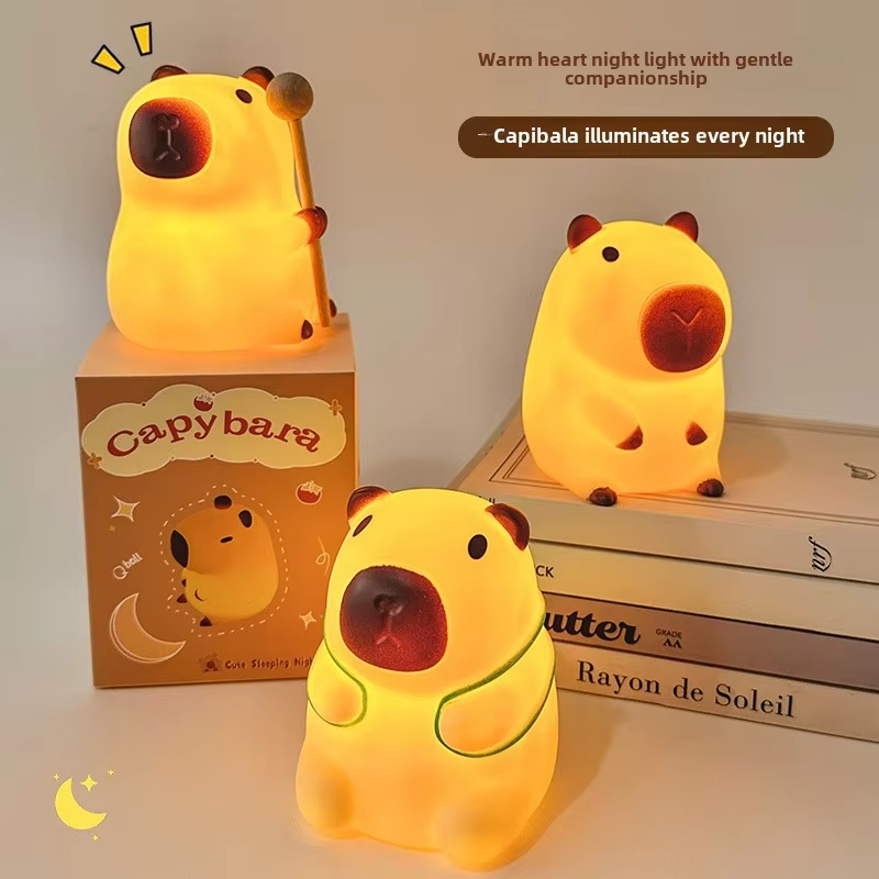 This soft silicone cartoon capybara collapsible night light is easily rechargeable by USB and can be used as bedside lamp while kids are sleeping.