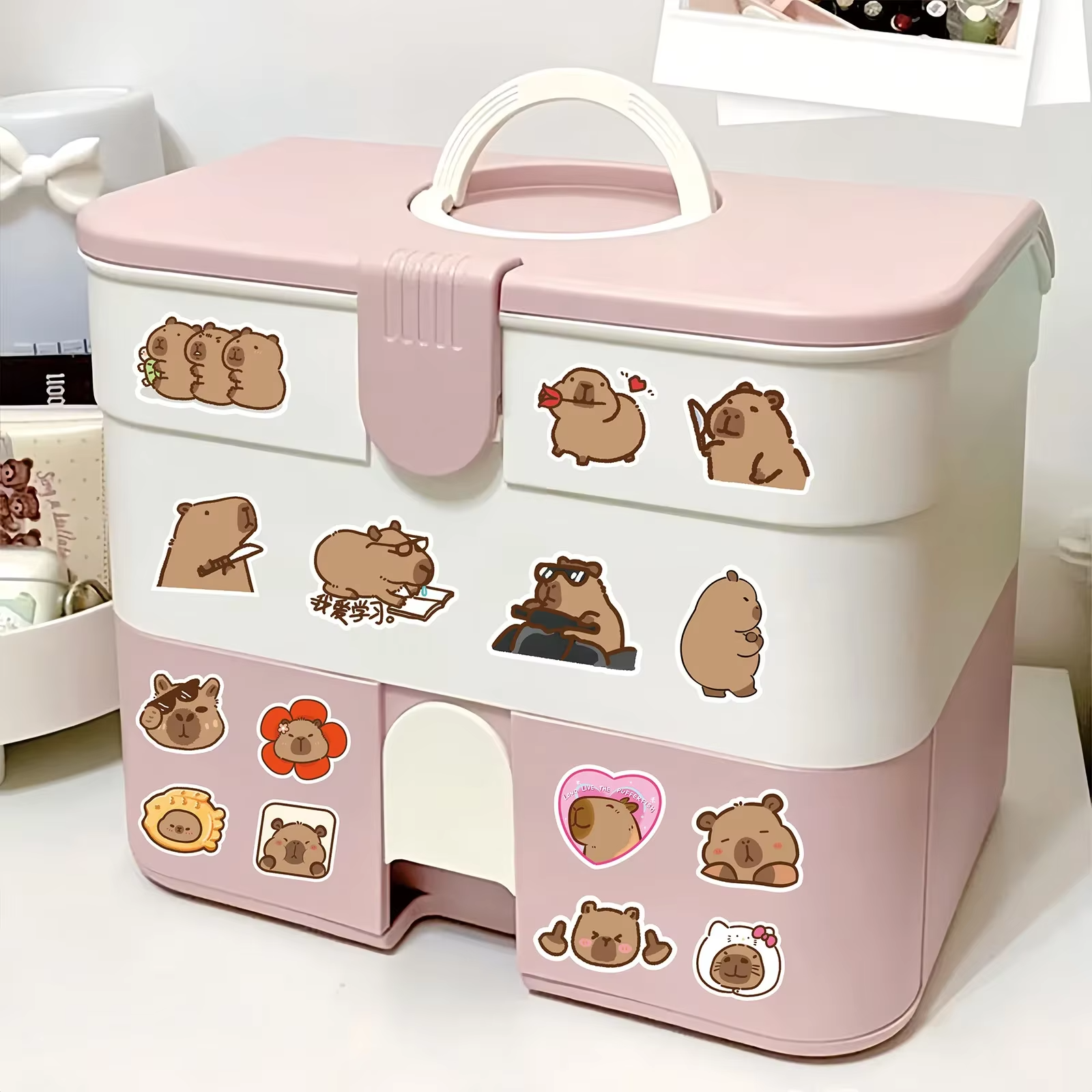 Each 100 piece set contains cartoon capybara PVC graffiti stickers which are ideal for enhancing your creativity and expressing yourself through stickers!