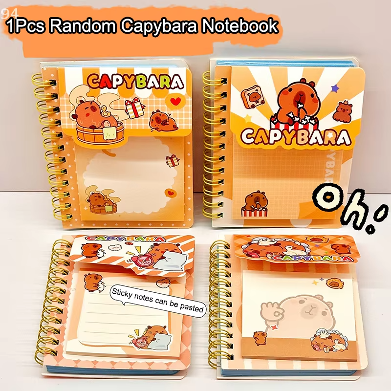 Adorable Sticky Note Notebook Mini Pocket Book Diary Sketchbook with Cartoon Capybara A7 Coil Stationery for Students and Office Supplies - Image 4