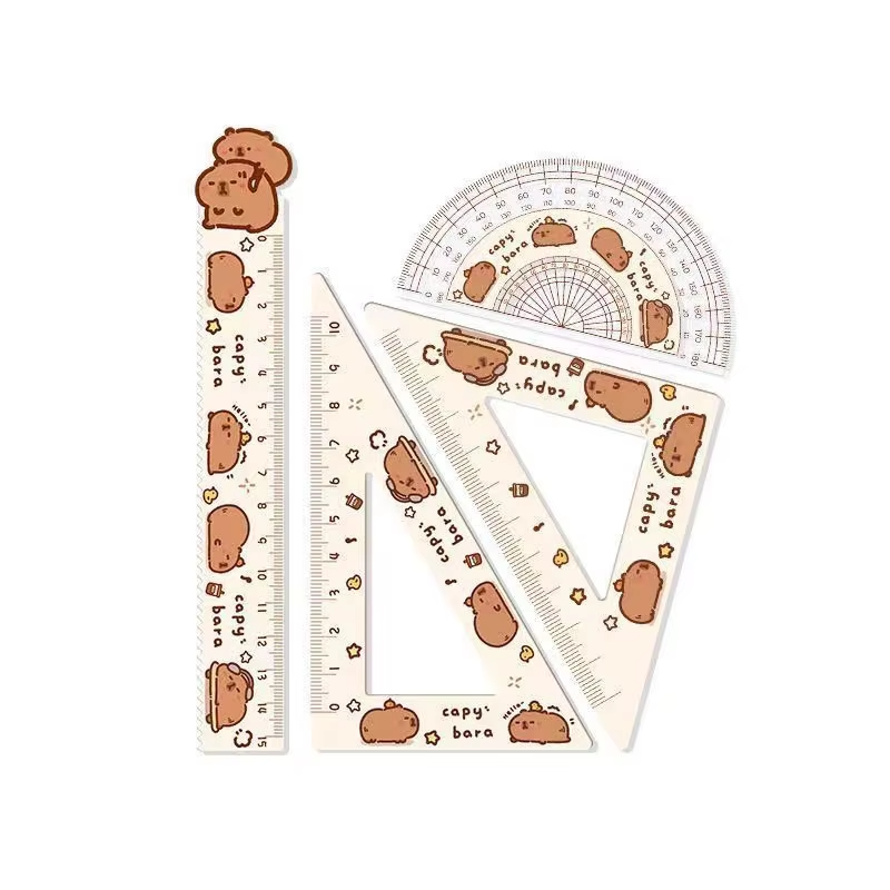 Capybara At work or school, this 4-piece Cartoon Soft Ruler Set will brighten your workspace with their cheerful designs