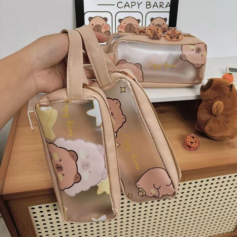 Plenty of Room Creative Capybara Pencil Case Pencil Case Cartoon Kawai Capybara Bag Stationery School Supplies