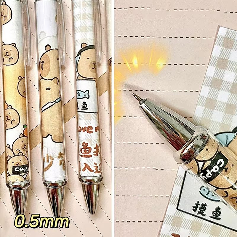The Kawaii Creative Stationery Supplies Capybara Press Pen is designed for writers to use and put their writing with a touch of creativity and cuteness