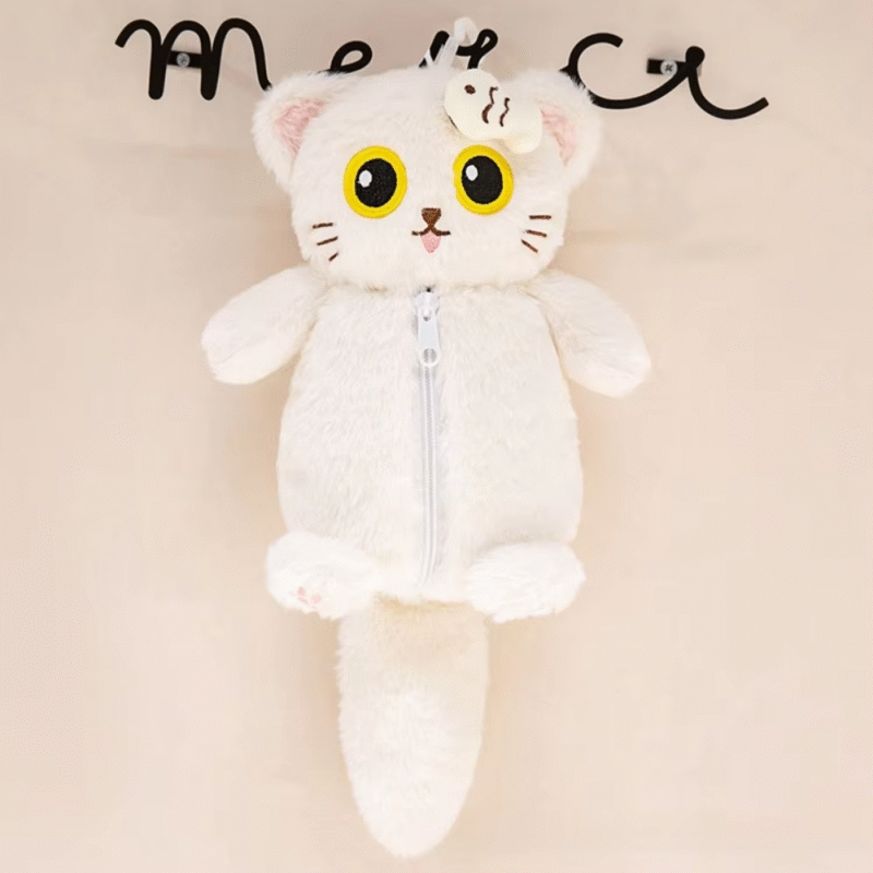 Portable Kitty Stationery Bag with a Cartoon Panda Pencil Case and a Cat Plush Capyara Pen Bag - Image 3