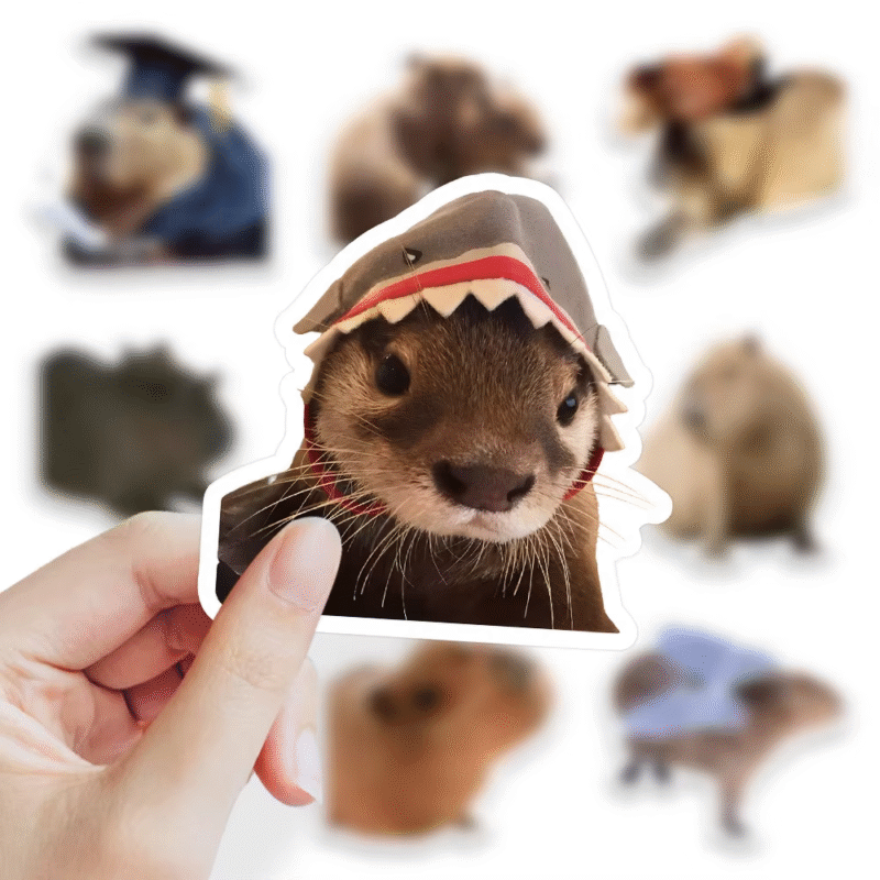 People that appreciate and love funny charming magic will appreciate the wonderful splices of gleefully funny animal decals designed in the Funny Capybara Stickers - Image 5