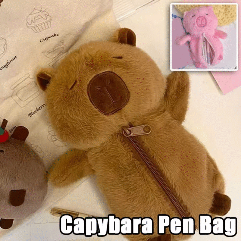 Superior Soft Pen Bag Capybara Toy Multipurpose Pencil Case Extra-large Storage Bag for Office or School Use - Image 4