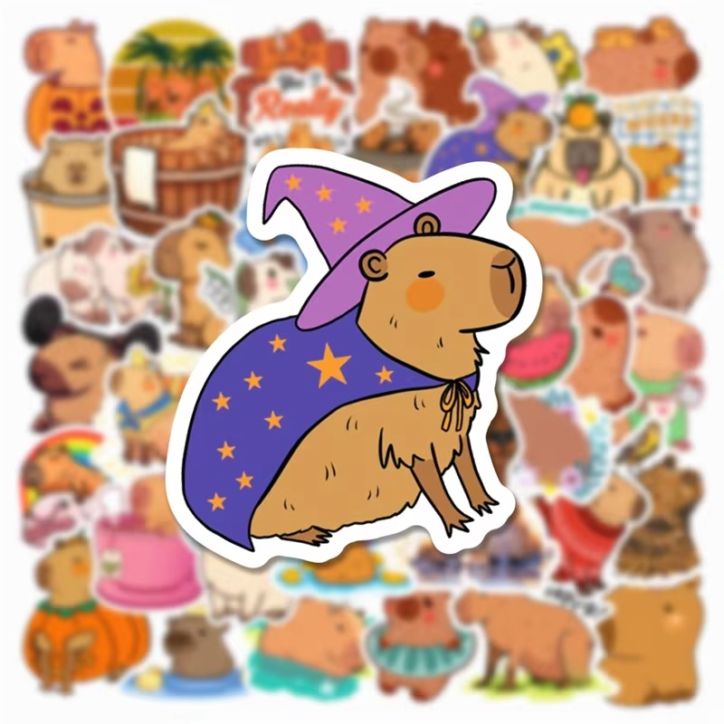 10/30/50 pieces of cute capybara PVC stickers children’s sketchbook for scrapbooking and decorating and Korean school supplies and stationery.