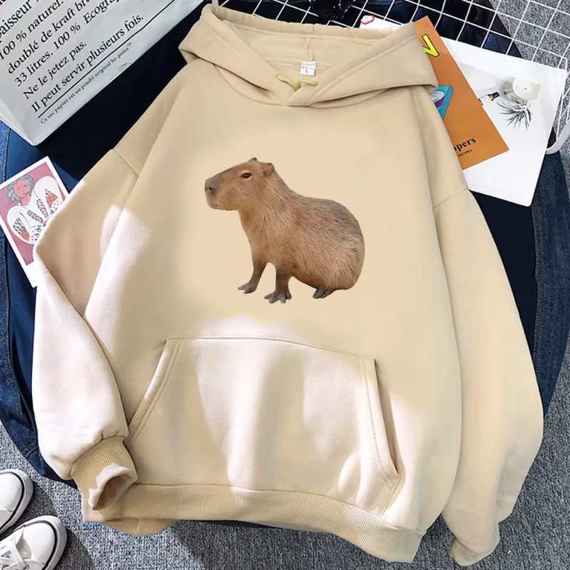 Capybara Y2K hoodies and harajuku-patterned sweatshirts, cozy, with prints, modern, and funny.