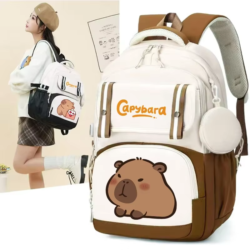 Backpacks for Kids, Teens and Also Students With The Sweet Kawaii Capybara Design, Perfect for Gifts and With Large Capacity for Travel