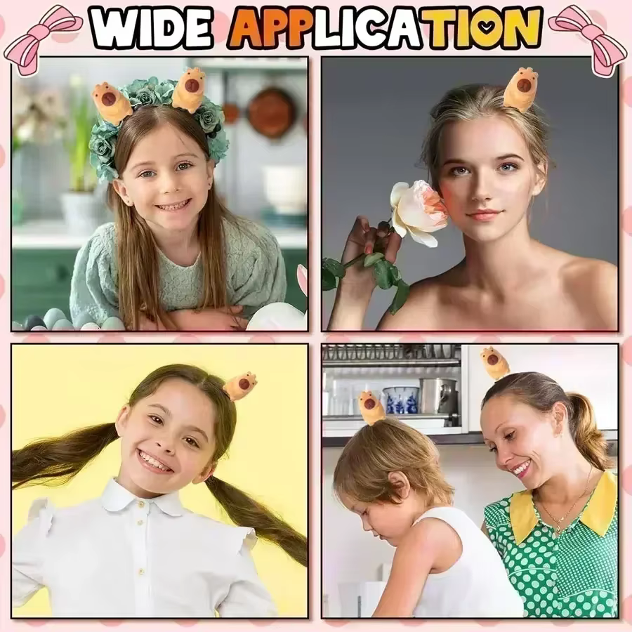 Cute, 3D, cartoon capybara plush hairpins, accessories, and headwear available in bulk 10-100 pieces at wholesale rates. - Image 4