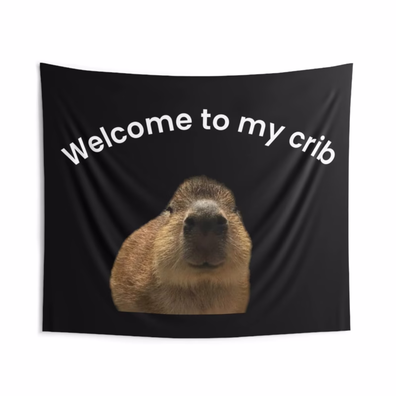 Welcome to My Crib Capybara. Funny Christian Wall Decor. Festival Flag. Funny College Dorm Tapestries. - Image 3
