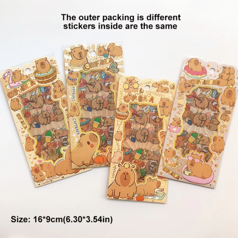 4 pieces per set Make Your Own Adorable School Supplies Adorable DIY Collage Scrapbook Stickers with Capybara Illustrated Designs Children