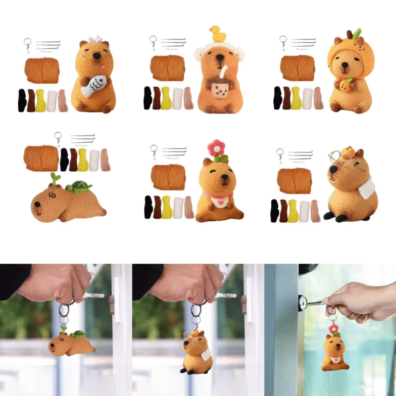 Gifts for kids, adults, and beginners alike: Capybara stuffed toy cartoon interactive toy DIY Wool Felt Material Kit. - Image 4