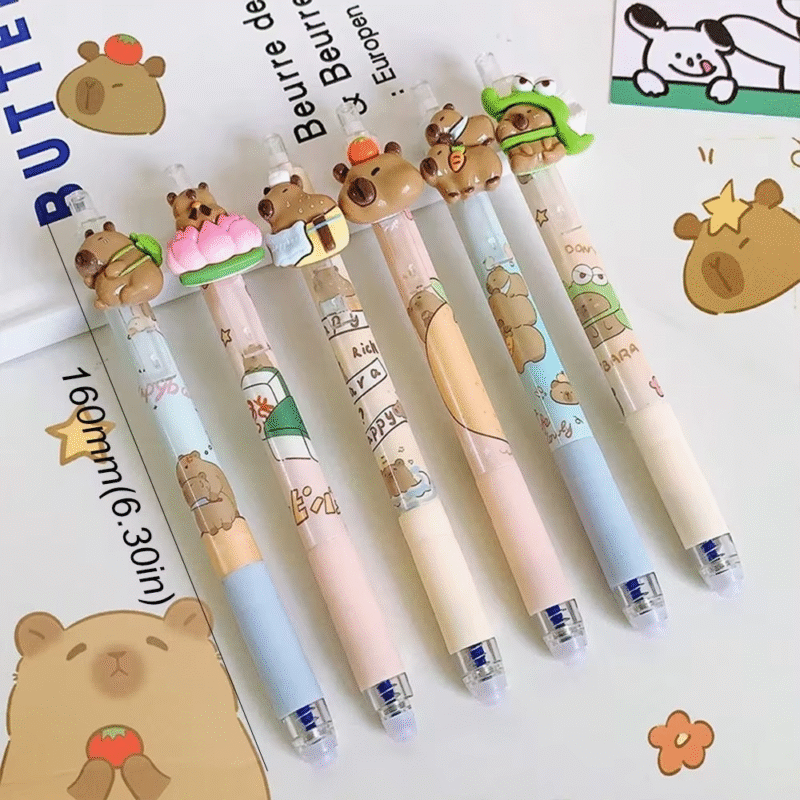 0.5 mm distance erasable pen and blue ink with a creative kawaii capybara cartoon gel pen st nib cute writing pen school - Image 4