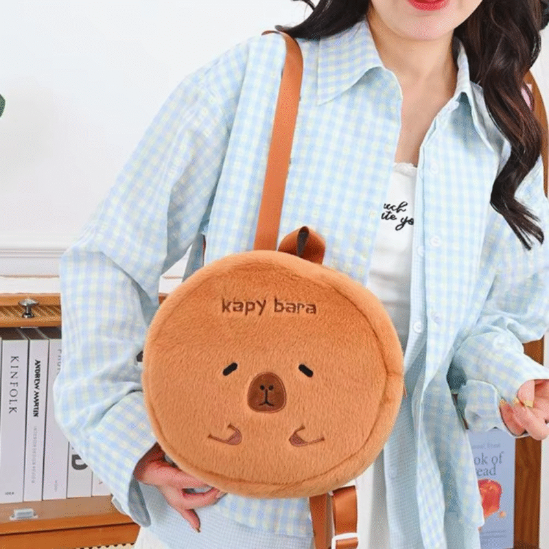 Large Capacity Fluffy Plush Capybara Bag in Storage Knapsack Capybara Plush Toy Backpack Capibala Soft School Bag for Young Girl