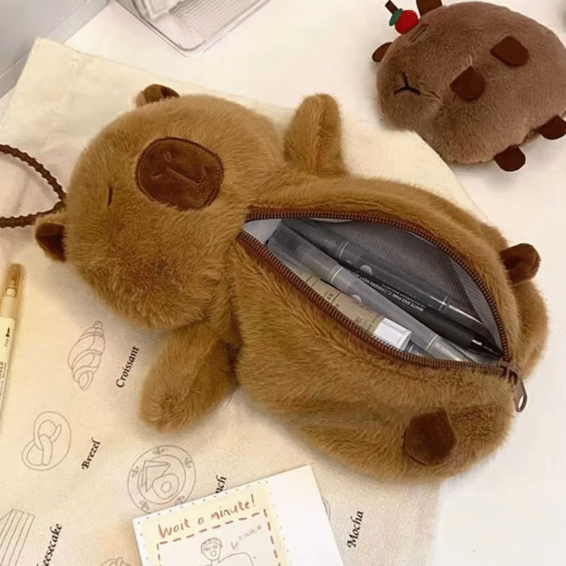 Superior Soft Pen Bag Capybara Toy Multipurpose Pencil Case Extra-large Storage Bag for Office or School Use - Image 2