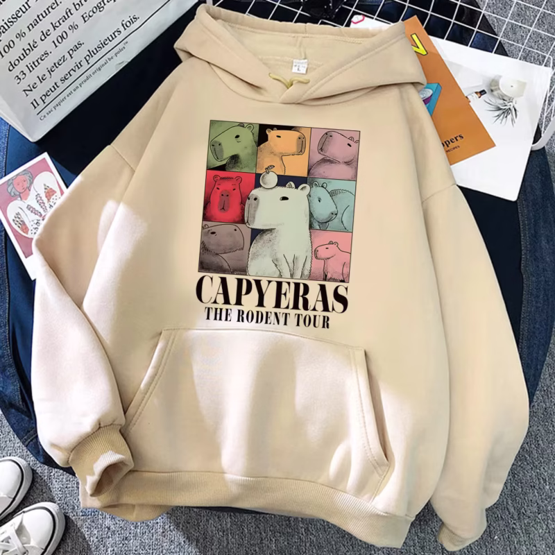 Hoddie Manga Comic Capybara Hoodie Y2K Japanese Kawaii Patterned Women’s Sweatshirts.