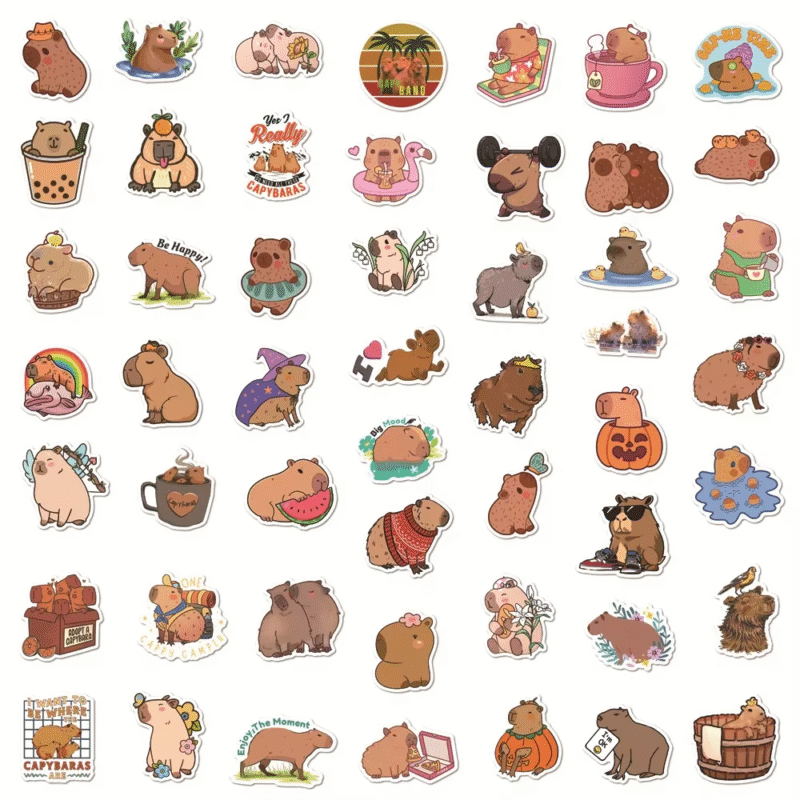 10/30/50 NEW INS Capybara Stickers, Waterproof Cartoon Capybara Animation, for iPad, Desk, Luggage, Chair Decoration, Wholesale