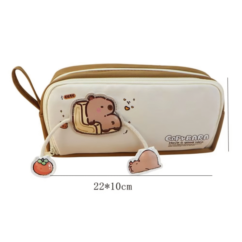 The Children’s large-capacity Capybara Pencil Case with Multipurpose zipper Capybara Pen Pouch Kawaii Storage box will make the organization of school supplies cute and fun - Image 3